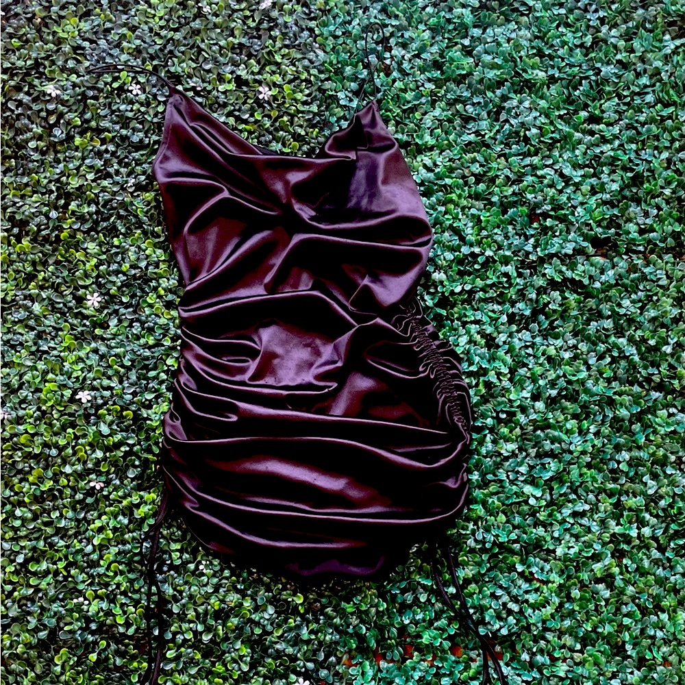 Large Satin Mini Rouged Dress